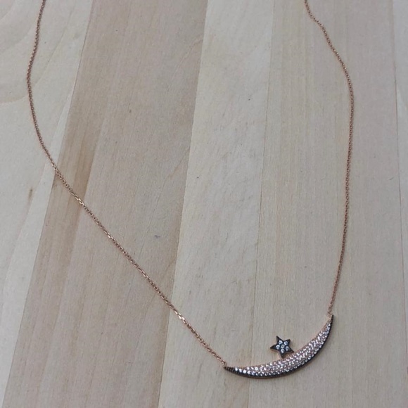 925 Sterling Silver Rose Color Cz Necklace Star - Picture 3 of 6